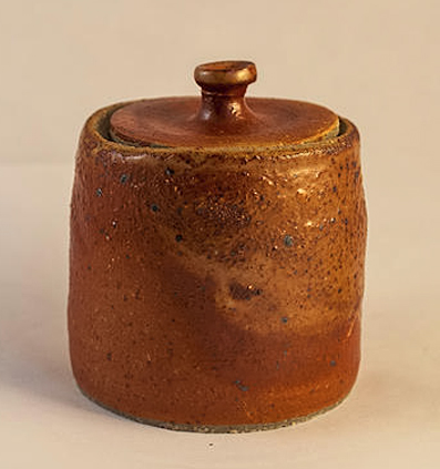 Rustic Ceramic Lidded Cannister----Jean-Marc-Fontaine - matt rust glaze