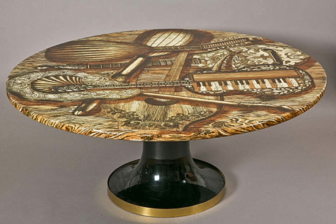 Coffee-Table-with-Music-Instruments-Design,-1950s,-by-P.-Fornasetti,-Italy