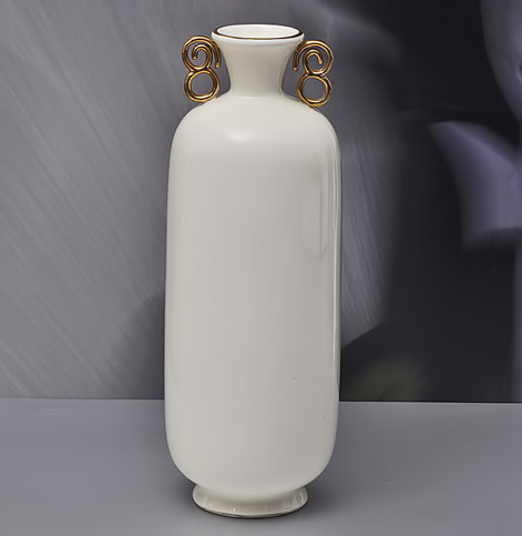 Richard-Ginori-Giò-Ponti,-White Vase-with-gilded-handles,-1930s-H33cm
