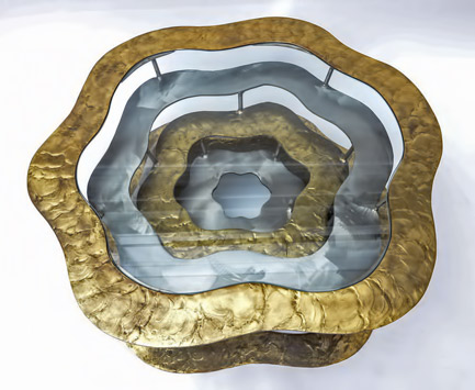 Silas Seandel Volcano brass and glass Coffee Table- --Galere, 