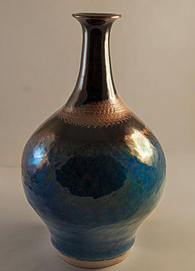 Long necked Vase-blue Jean-Marc-Fontaine