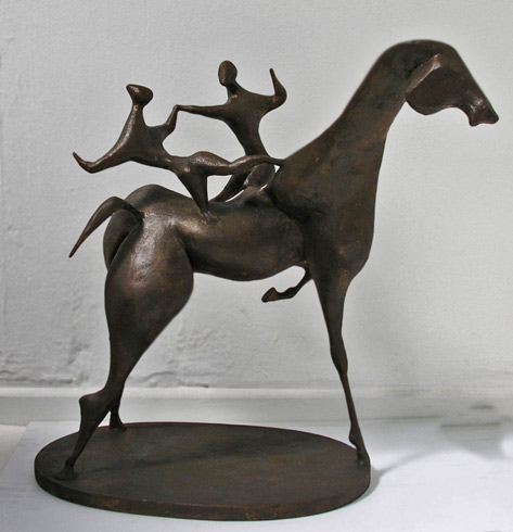 Aline-Bernstein-Riders-1920-Papillon-Gallery - modernist bronze horse with two riders