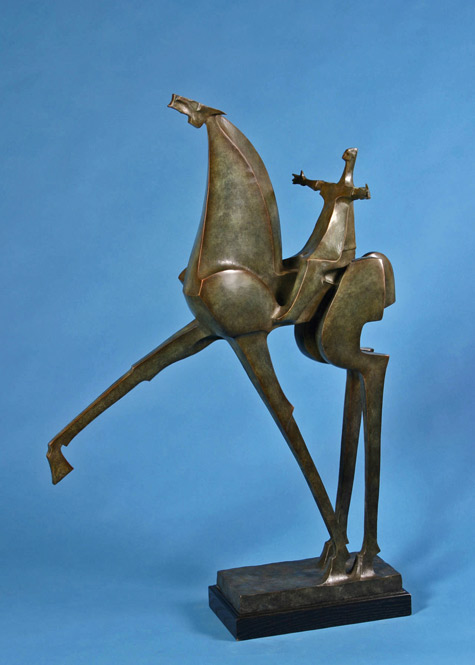 Giddyap_Wayne-Salge - bronze sculpture of a man riding a horse