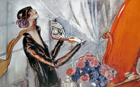 Jean-Gabriel-Domergue A lady spraying perfume - art deco