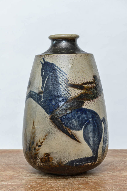 Primavera-Ceramic-Vase with a man riding a horse decorative motif,-Paris,-1950s