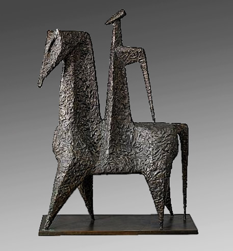 SONJA-Katzin-born-1919-Man-and-Horse-Signed-Katzin.-Patinated-bronze,-height-107.5-cm--