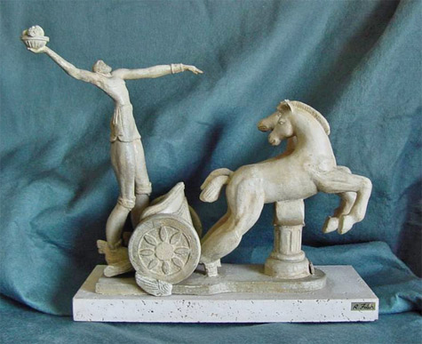 Saatchi-Art-Artist--Raimundo-Folch---The-abundance- man with a chariot drawn by two horses