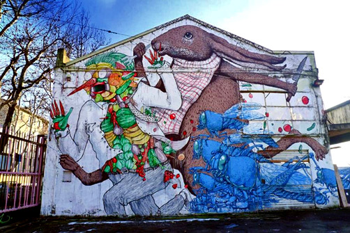 Blu and Ericailcane have teamed up for another piece – this time in Bologna