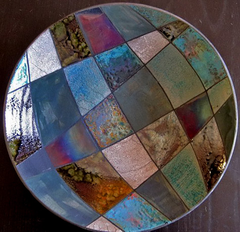 Fire Art Pottery-patchwork-raku plate