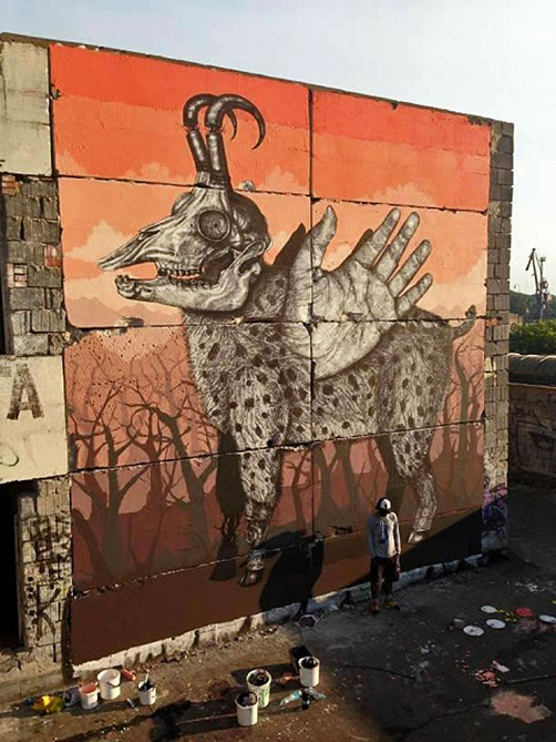 Puerto-Rican-alexis-diaz-new-mural-in-Bratislava-Slovakia-phantasmagoric-animals