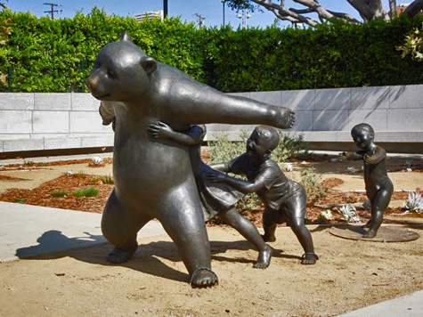 The-Game-bear-and-children-sculpture-West-Hollywood-Park