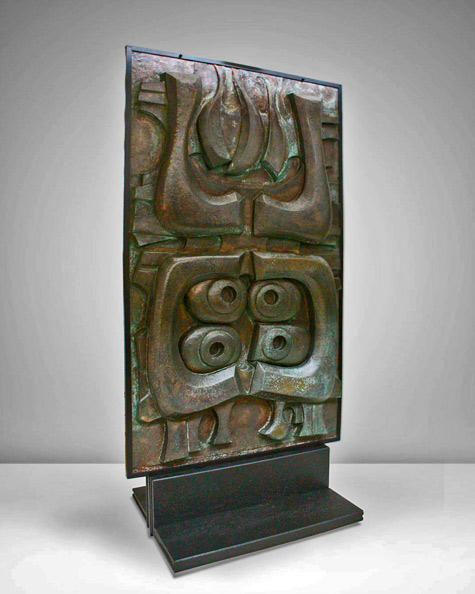 Brutalist-Bronze-Sculpture-by-Roland-Monteyne,-Dated-and-Signed-1973