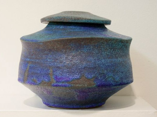 Diana-Thomas blue lidded ceramic vesse;