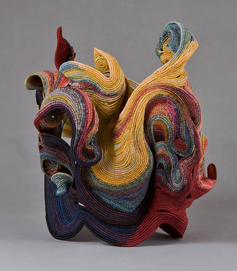 Ferne-Jacobs-Medusas-Collar,-2010,-coiled-waxed-linen-thread,-18inchx14x19-Nancy-Margolis-Gallery-NYC