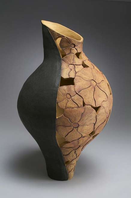 Linda-Kliewer wood carved modernist shaped vessel