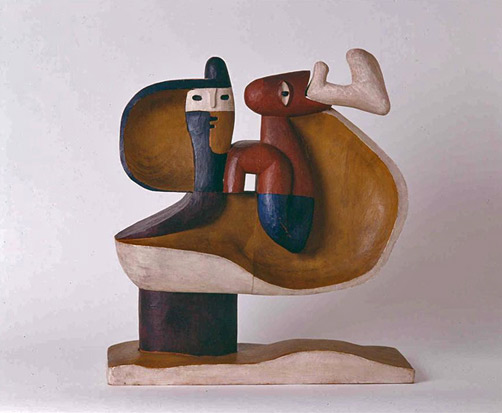 Sculpture-by-Le-Corbusier-The-child-is-there-,-1961.-Made-out-of-Polychrome-wood