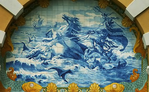 stunning-azulejos-panel-depicting-Neptune.-Aquário-Vasco-da-Gama,-Dafundo,-near-Lisbon