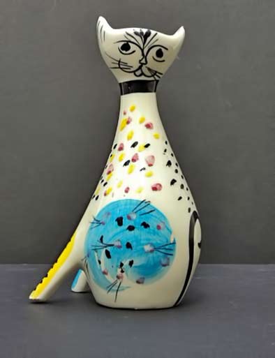 50s-Ceramic-Cat-Vase.-Italy-VraiVintage