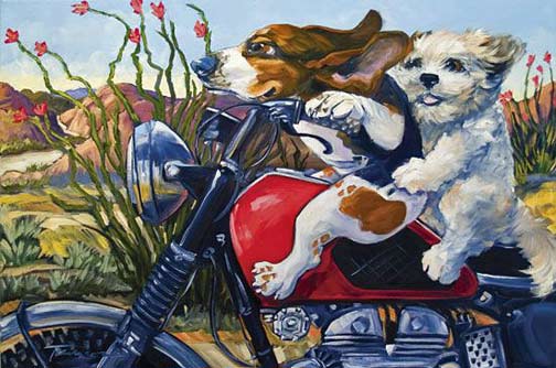 Painting - Biking-the-Bloomin'-Desert-by-Connie-Townsend