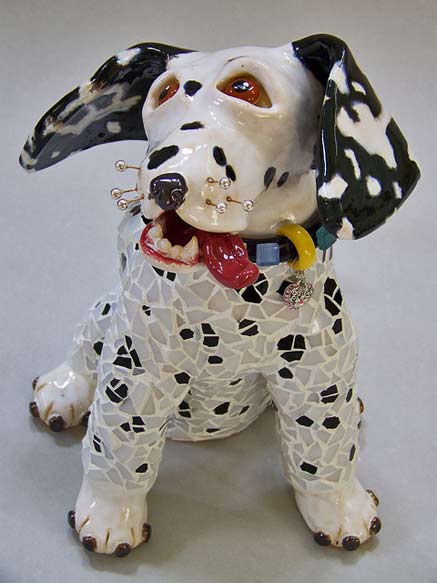 Mosaic body Bixby-Dalmatian-Dog-Sculpture by Suzanne Noll