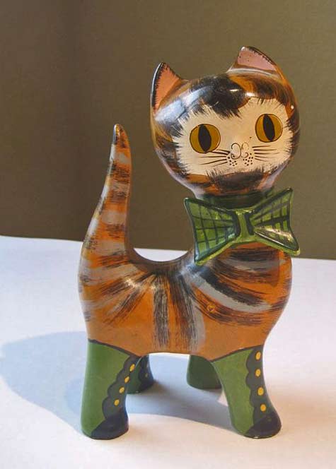 Cat-Mexican-Style-Figurine paston-etsy Cute kitten with bow tie