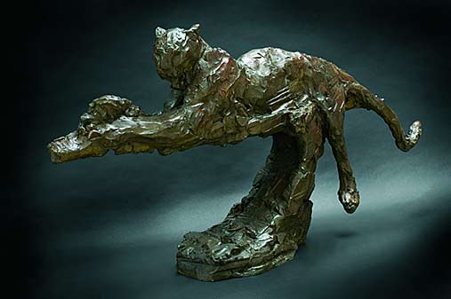 patrick-villas bronze wild cat sculpture