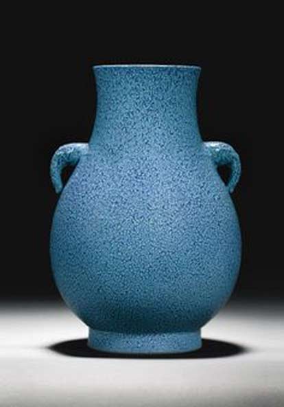 a-robins-egg-glazed-vase-hu-qing-dynasty-qianlong-period-the-pear-shaped-body-rising-from-a-gently-spreading-foot-to-a-waisted-neck