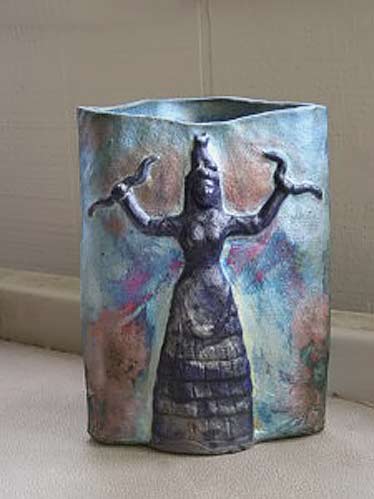 Anne-Shulenberger slab built snake goddess vase