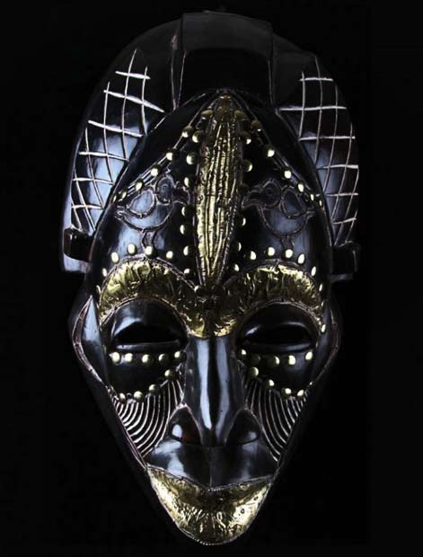 Cameroon-black-wood-and-brass-Tikar-mask