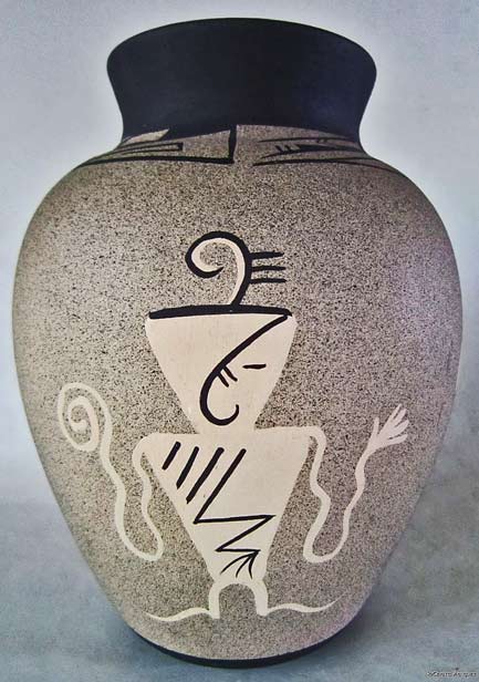 Contemporary-KOPA-Southwestern-Design-Hand-Painted-Pottery-KACHINA-VASE
