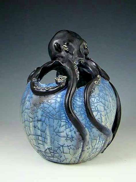 Ephraim-Faience-Pottery Wisconsin USA - ceramic octopus sculpture