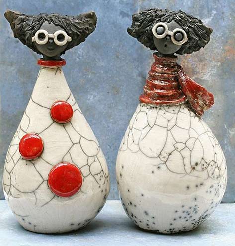 hilda-soyer raku drop vessel figurines