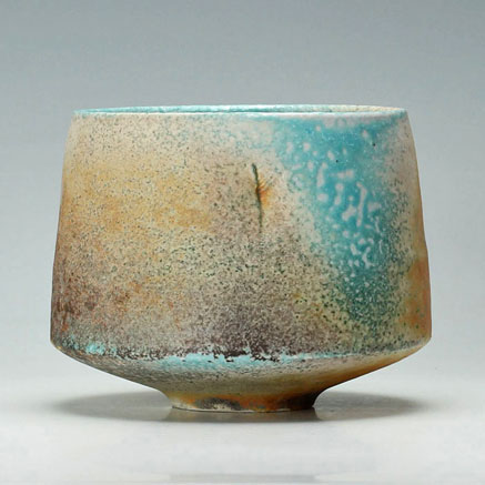 Jack Doherty soda fired porcelain bowl in turquoise and brown