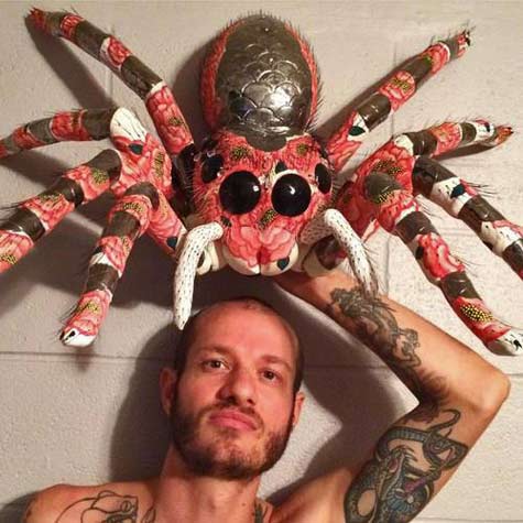 Joey-Chairello-ceramic-artist Joey-Chairello--with large spider