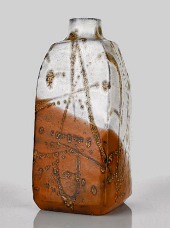 Marcello-Fantoni- Italian artist - Ceramic bottle with four facted sides