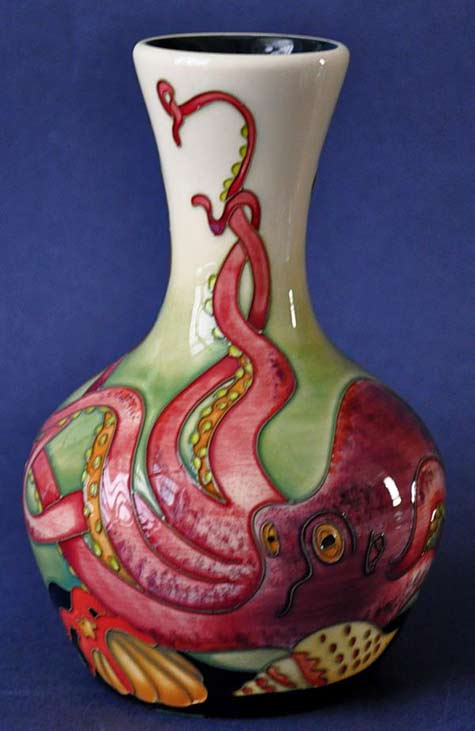 Moorcroft-Pottery-red Octopus baluster vase