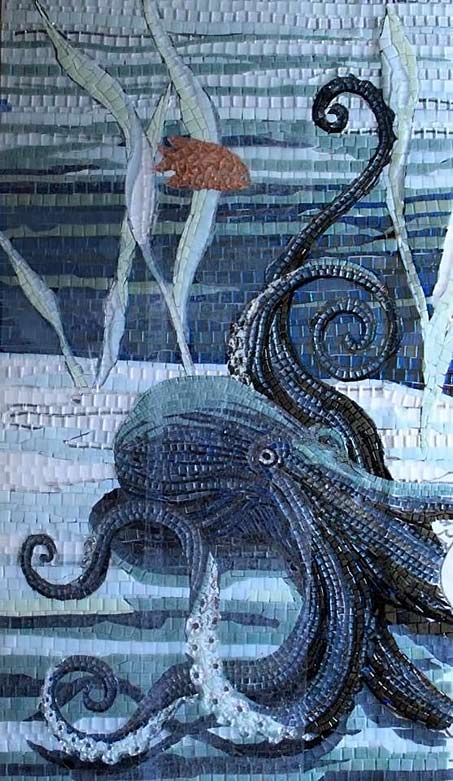Sandra-Bryant-blue octopus mosaic art panel
