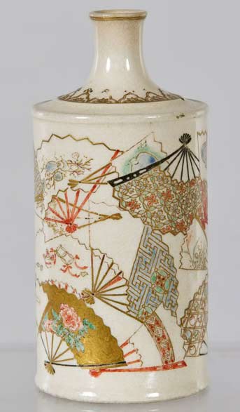 Satsuma-Pottery-cylindrical Bottle-Vase