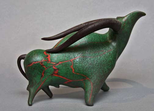 Rhyton-bull-William-Morris Morris-William-green rhyton-bull-sculpture