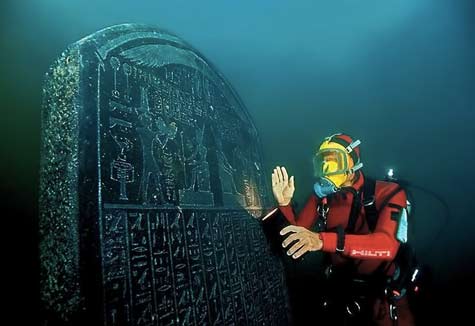 underwater ancient tablet--Egyptian