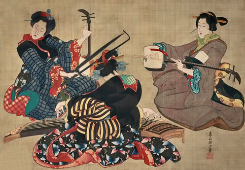 Geisha-girls-playing-traditional-music