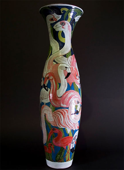 Hinrich Kroeger-baluster flamingo vase