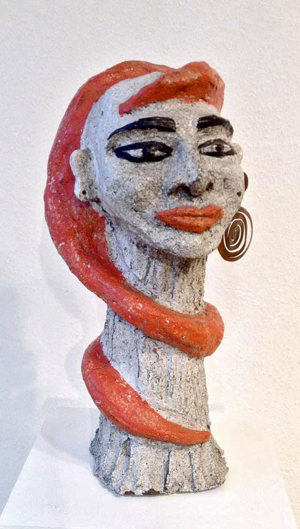 Keramik skulptur-Elvira Bach female sculpture bust