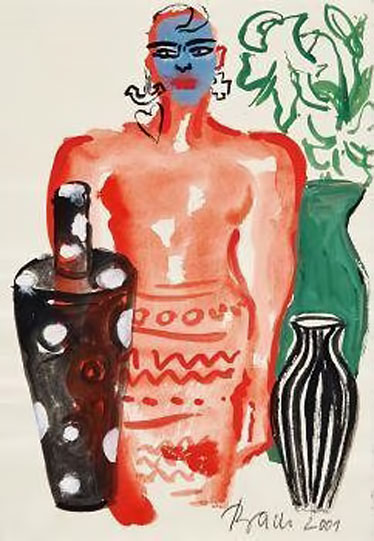 THREE-VASES---2001 - painting by Elvira Bach