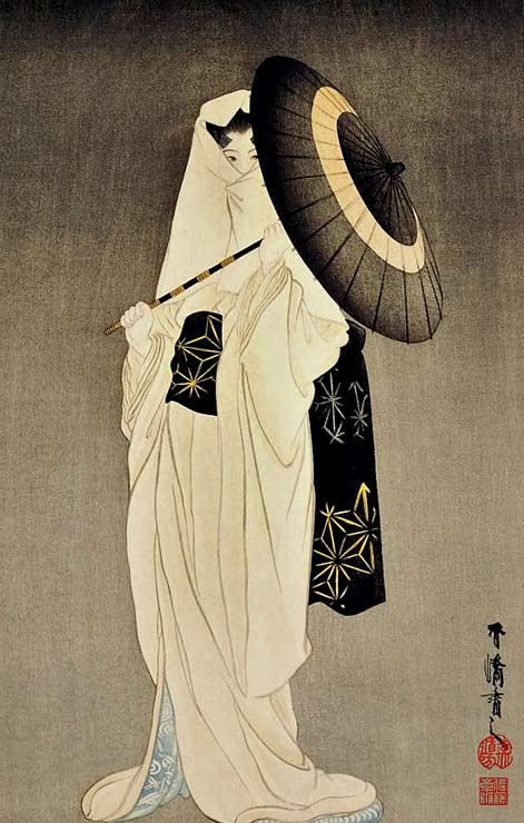 The-spirit-of-the-heron-maiden-woodblock-print-by-Taniguchi-Kokyo-(1864-1915),-----dated-1925