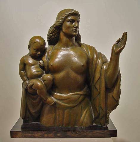 Walter-Kirtland-Hancock mother holding her child sculpture