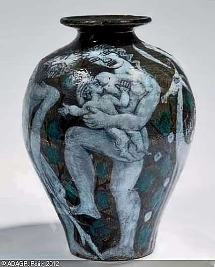 cazaux-edouard vase with mother feeding child motif