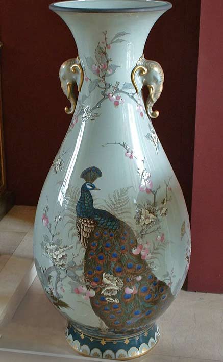 Peacock-motif-vase-with elephant-handles - Sevres-museum