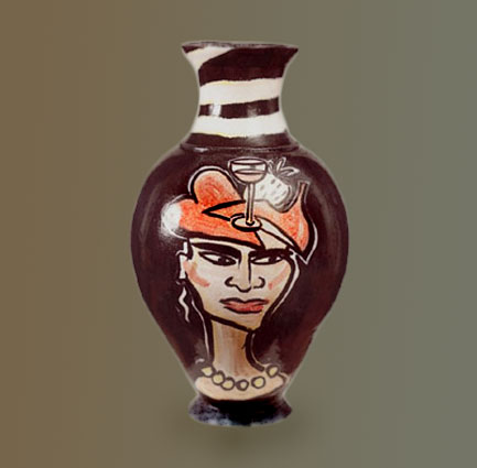 Elvira-Bach-face-self portrait vase