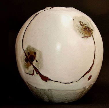 Huge-ovoid Tetsu-e-Pottery-Tsubo-Vase-by-Shimizu-Yasutaka